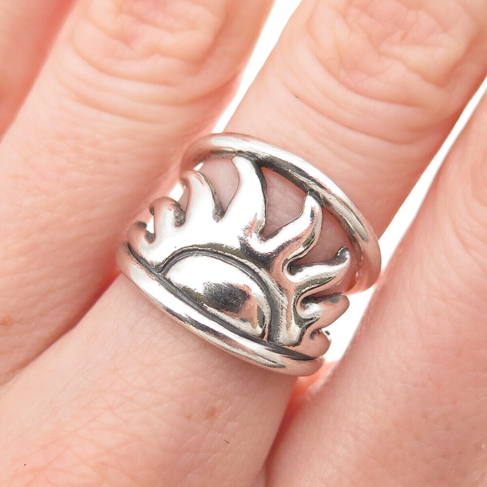 925 Sterling Silver Vintage Sun Oxidized Ring Size 6.25